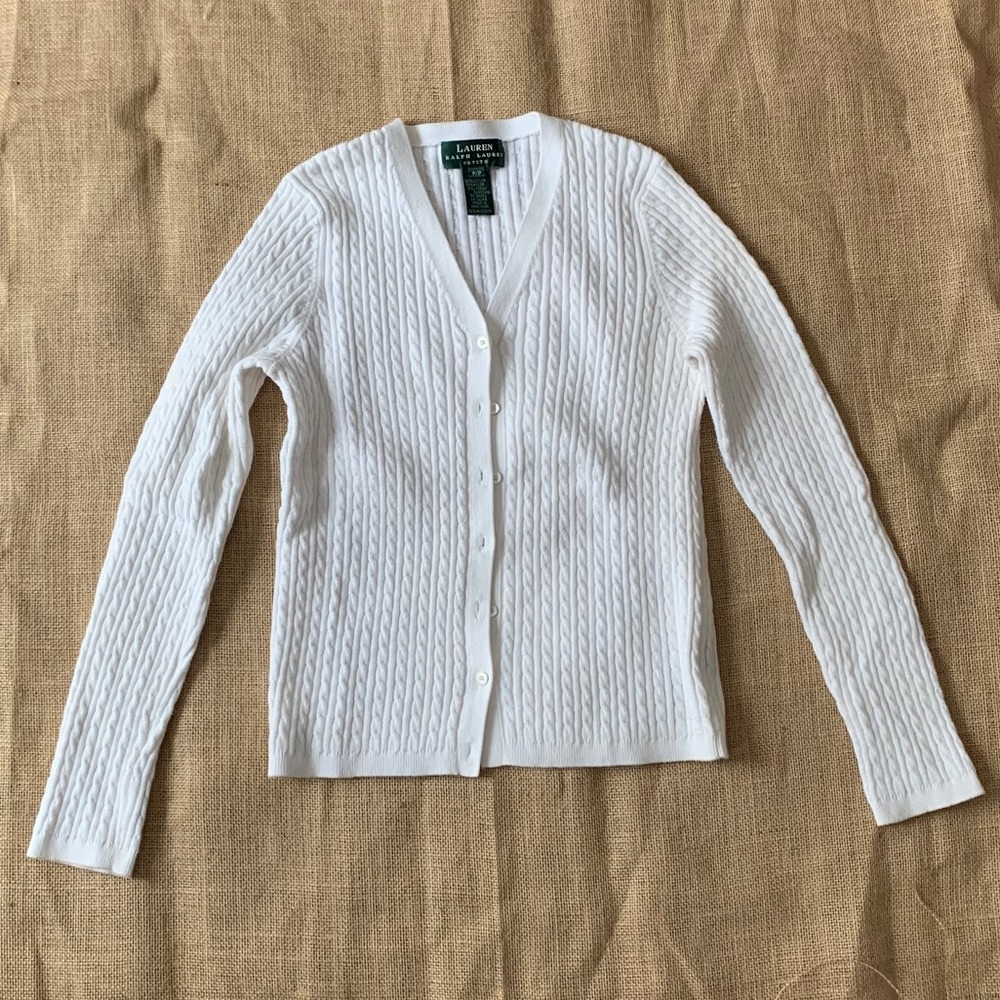 vintage white ralph lauren cardigan